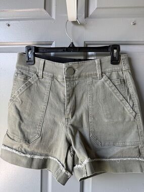 Democracy Olive Green High-Waist Utility Shorts